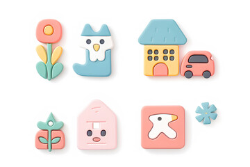 Obraz premium 可愛い住まいのアイコン素材 