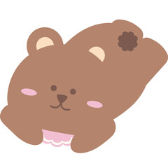 Cute Kawaii Baby Bear Rolling Playfully – Adorable Pastel Nursery Illustration