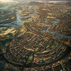 Aerial view of a residential housing development under construction