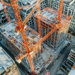 Fototapeta premium Aerial view of a residential housing development under construction