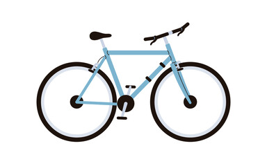 Fototapeta premium Bicycle side view. Eco-friendly bike with modern design for urban and road travel, sport. Wheeled transport, vehicle, cycle with pedals. Flat vector illustration isolated on white background