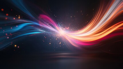 Obraz premium Colorful Light Trails with Sparkles on a Dark Background