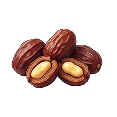 Fresh Date Fruit Isolated on Transparent Background