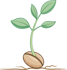 Sprouting Seed - Flat Vector Illustration, Logo, Icon & Clipart