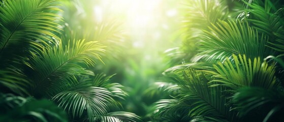 Lush Tropical Paradise Sunlight Through Palm Fronds