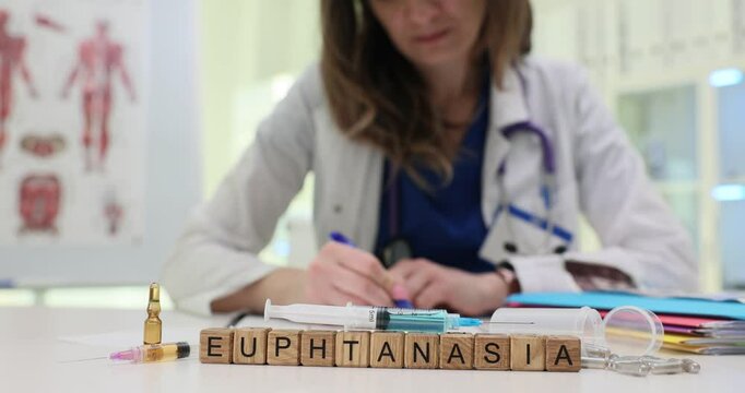 A healthcare professional engages in examining various concepts of euthanasia within the context of a medical setting