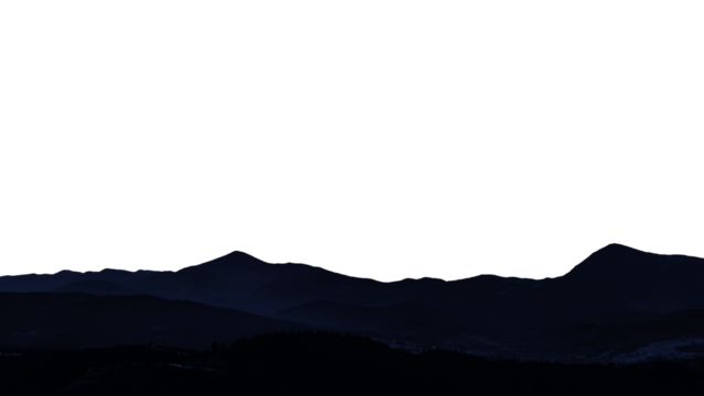 mountain on transparent background with cut out sky