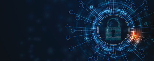 Lock is a sign of cyber security industry