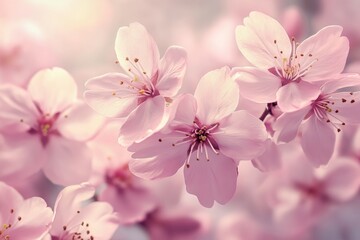 Obraz premium Floral seamless background with pink cherry blossoms