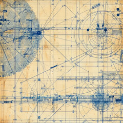 Naklejka premium An intricate blueprint showcasing complex engineering designs, illustrating the detailed planning behind innovative technology and machinery.