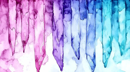 Vibrant Abstract Watercolor Drips in Shades of Purple and Blue with Soft Edges on a Light Background for Artistic Design and Creative Projects