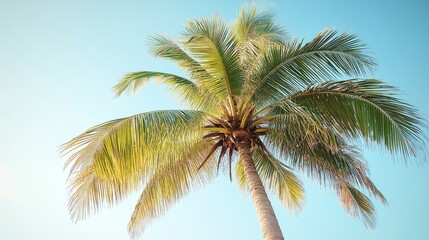 Serene Palm Tree Against a Clear Blue Sky