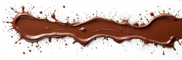 Melted chocolate splatters, isolated on white , delicious, liquid