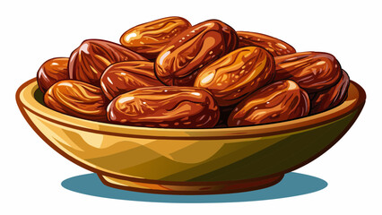 dried dates in a bowl isolated on white background. Transparent