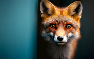 Fototapeta premium A close-up portrait of a fox with vibrant orange fur and striking eyes, showcasing its curious and playful nature.