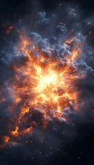 Fiery Cosmic Explosion in Dark Nebula