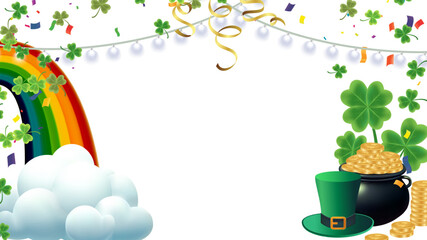 Four-leaf and three-leaf clover background wallpaper Saint Patrick's Day horizontal