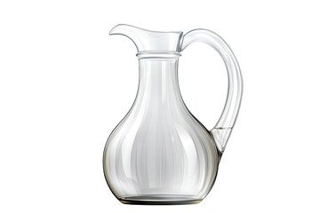 Empty Clear Glass Pitcher on White Background