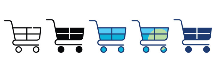 Shopping Cart Icon Set Multiple Style Collection