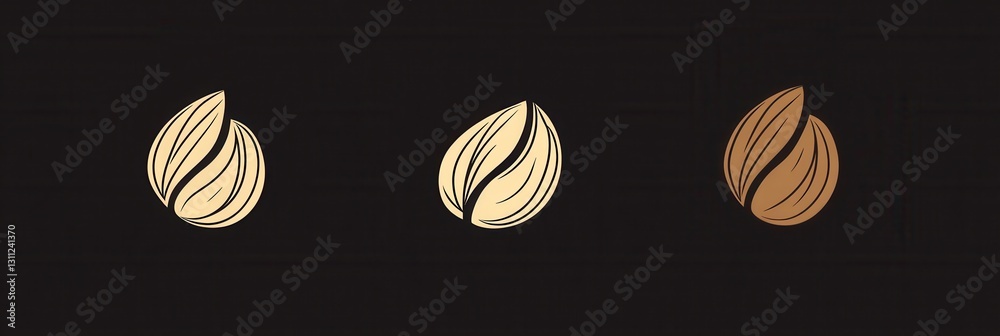 Poster modern abstract line art logo features minimalist almond and walnut design showcasing elegant simpli