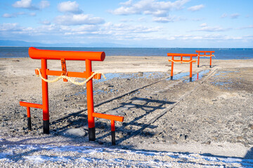 大魚神社の海中鳥居の風景（太良町）