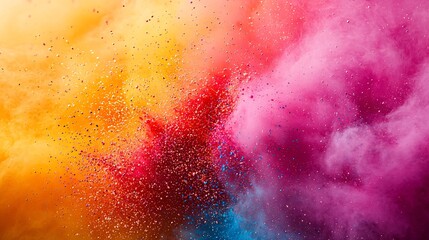 Fototapeta premium Vibrant Color Explosion Abstract Pink Orange and Blue Powder Cloud Burst