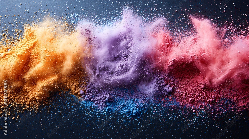 Canvas Prints vibrant powder explosion abstract colorful dust cloud burst on black background