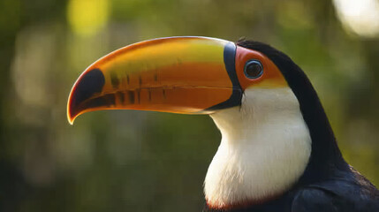Majestic toucan with sharp eyes and bold beak in profile view