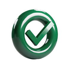 Green 3D Check Mark Icon on White Background