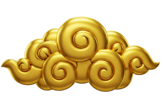 golden chinese cloud, transparent PNG, isolated, cut-out