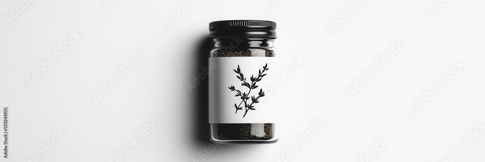 Aufkleber elegant minimalist spice jar design featuring herb inspired branding with a black and white color sc