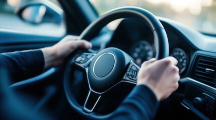 Naklejka premium Driver's Hands on Steering Wheel