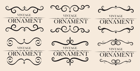 Hand drawn vintage set of decorative frames, borders, page decoration calligraphic design elements. Vector ornament and Frames and Borders Vector Illustration.