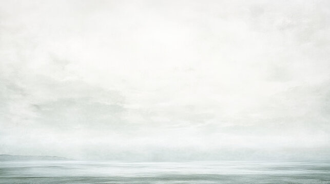 Serene seascape: overcast sky meeting calm ocean horizon - Powered by Adobe