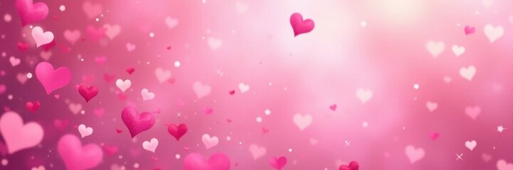 Pastel pink, cascading heart confetti, vibrant hues , cute, colorful