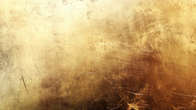 Textured grunge gold metal surface with scratches and distressed look