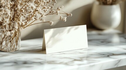 Blank Card Mockup on Marble