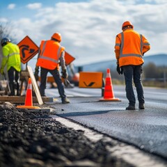 An engineer marking a construction site plan against urban landmarks.