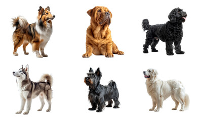 Set dog isolated on transparent background. PNG. Generated AI