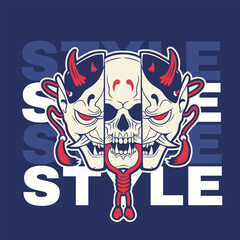 Human head skull surrounded by chains	
