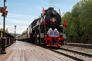 Vintage Steam Train at Station