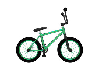 Green BMX bicycle white background 