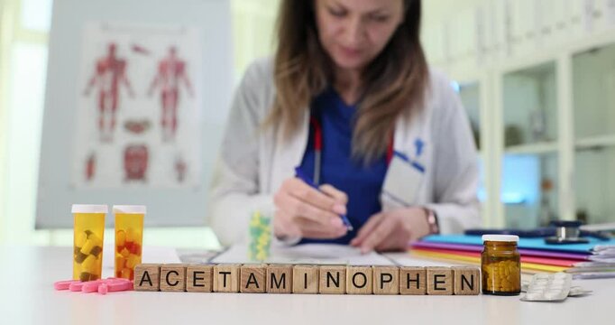 A skilled pharmacist efficiently organizes acetaminophen products while assisting patients in a busy pharmacy