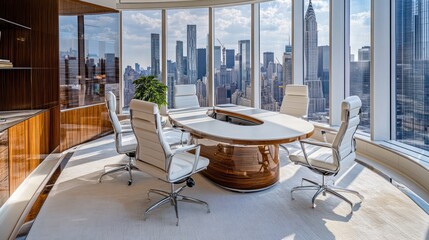 Executive Boardroom with Manhattan Skyline View
