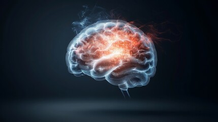 Conceptual Illustration of Brain Activity with Colorful Light Effects