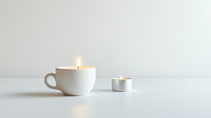 Minimalist Coffee Cup with Candlelight
