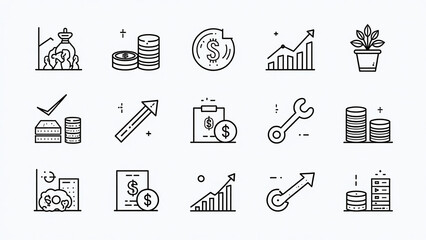 line illustrations investment icons popular versatile visual elements finance business branding