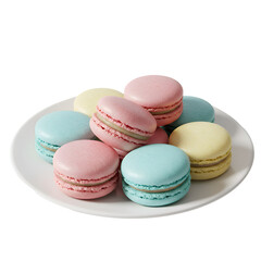 Obraz premium Pastel Macarons Colorful French Dessert Sweet Treats Delicious Bakery Pastries Food Pink Blue Cakes 