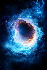 Galactic wormhole tunnel effect in outer space background with nebula and stars