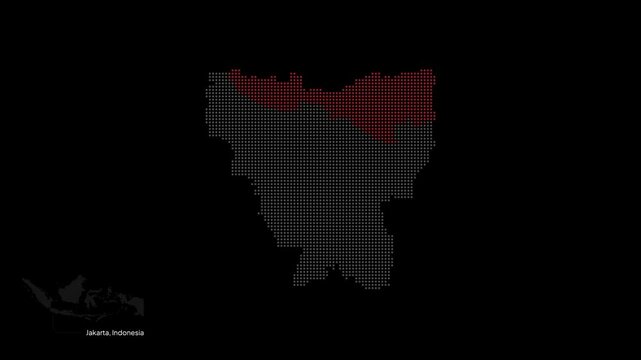 Jakarta map 4k animated video. Jakarta Indonesia Map.
